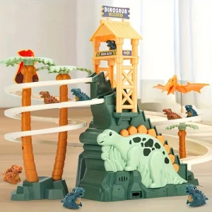Dinosaur Climbing Slide Toy Race Track Game Lights & Music