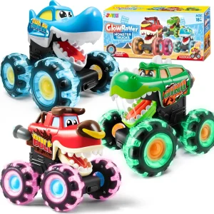 3 Pack Monster Truck Toy Light-Up Cars