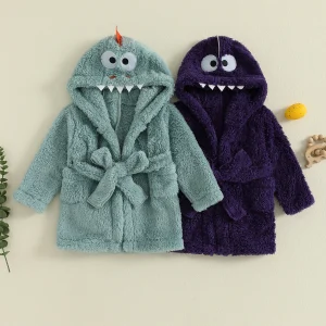 Animal Print Hooded Bathrobe for Infant and Toddlers