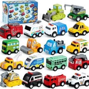 18 Pcs Pull Back City Cars and Trucks