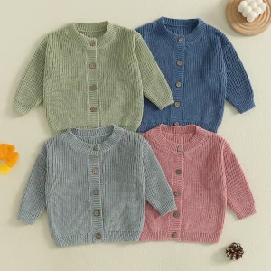 Girls Solid Color Knit Casual Knitwear