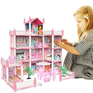 Pretend-Play Dollhouse Set with Accessories for Girls