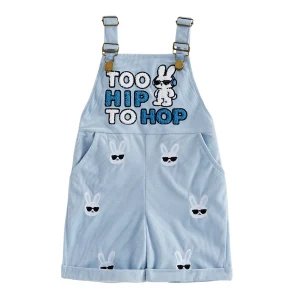 Toddler Boy Sleeveless Overalls Shorts with Embroidery